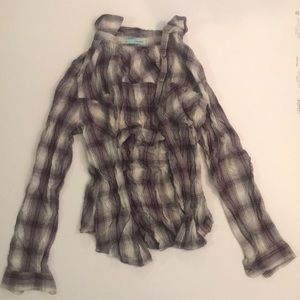 Maurices Long Sleeve Purple Plaid Shirt